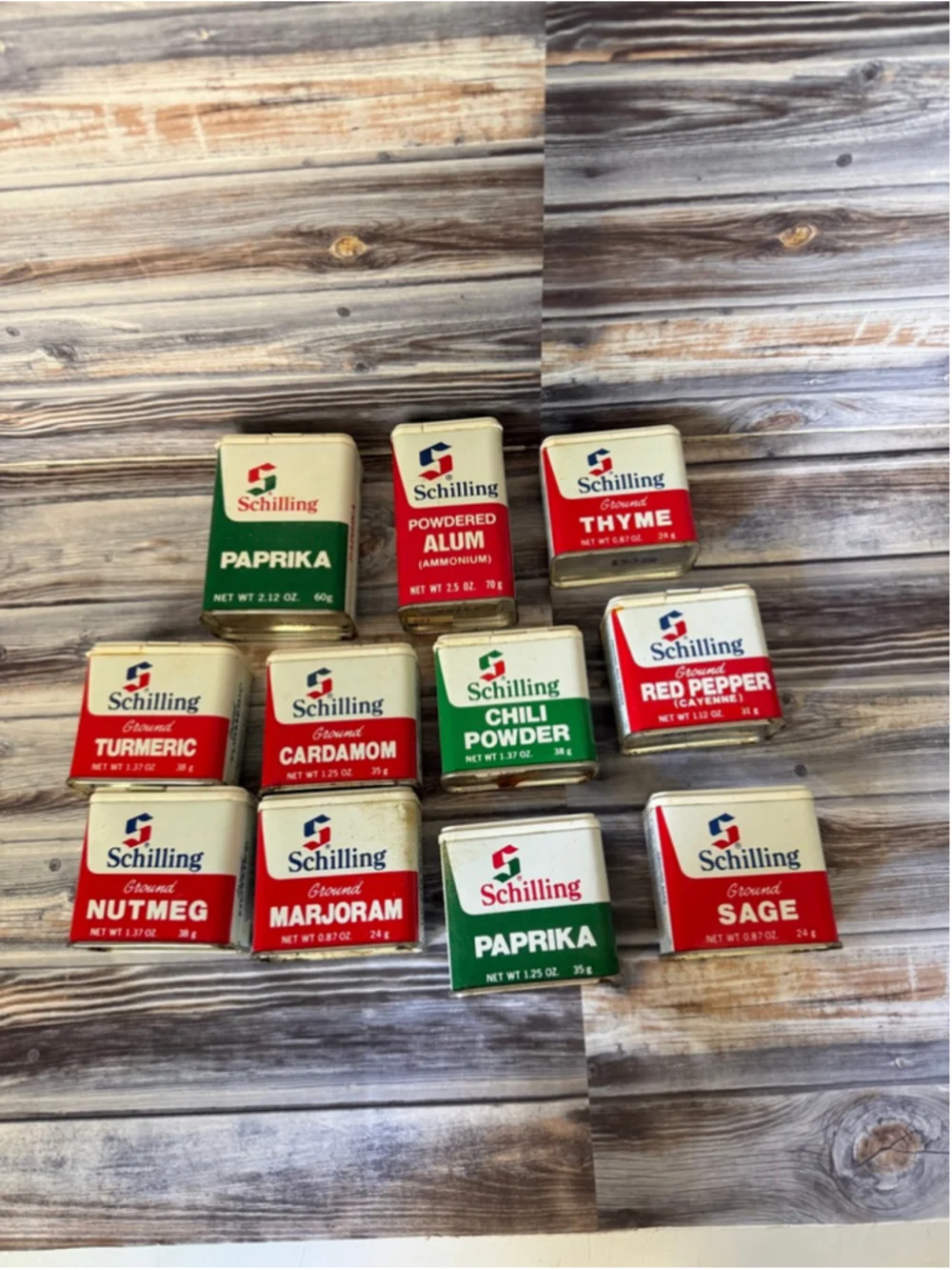 Vintage schilling spice tin collection